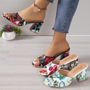 Mirage Platform Printed Block Heels Sandals