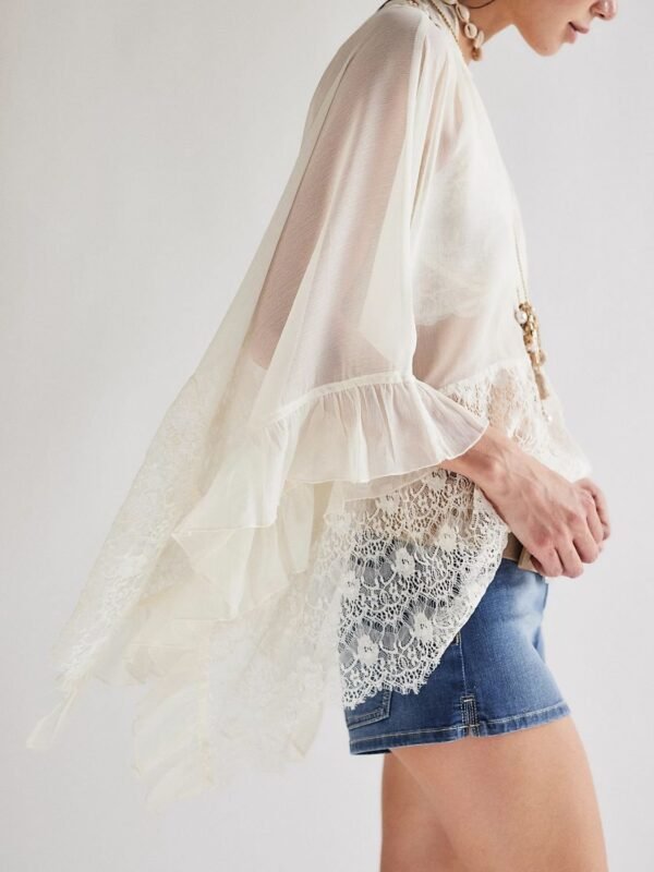 Sara Rue Lace V-Neck Ruffle Long Sleeve Cover-Up - Image 2