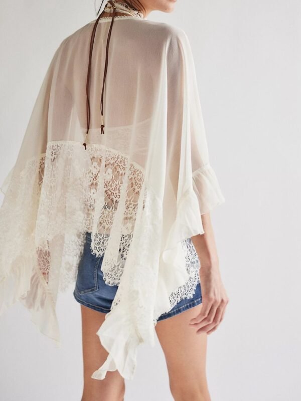 Sara Rue Lace V-Neck Ruffle Long Sleeve Cover-Up - Image 3
