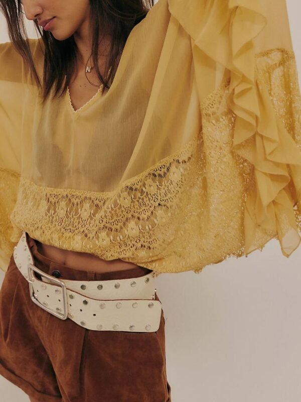 Sara Rue Lace V-Neck Ruffle Long Sleeve Cover-Up - Image 6