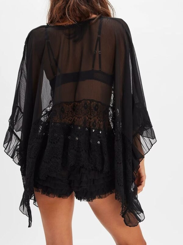 Sara Rue Lace V-Neck Ruffle Long Sleeve Cover-Up - Image 10