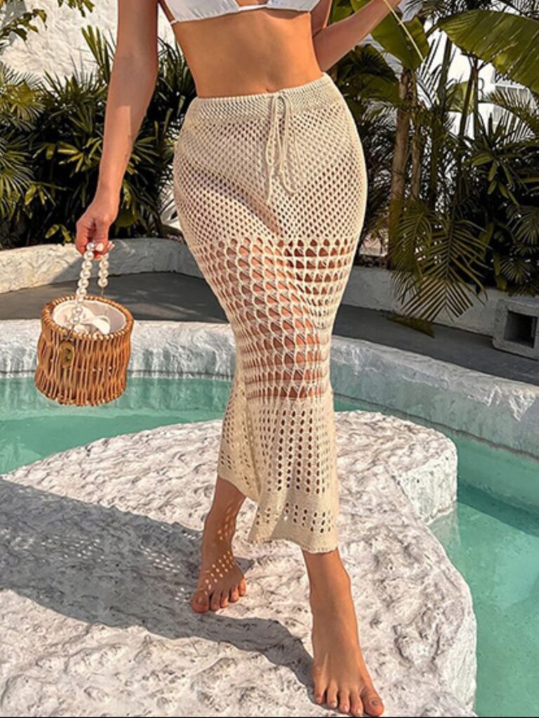 D&J Apparel Tied Hollow Out Cover-Up Skirt