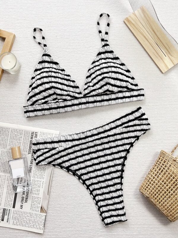 Twin Grace Striped V-Neck Two-Piece Swim Set - Image 2