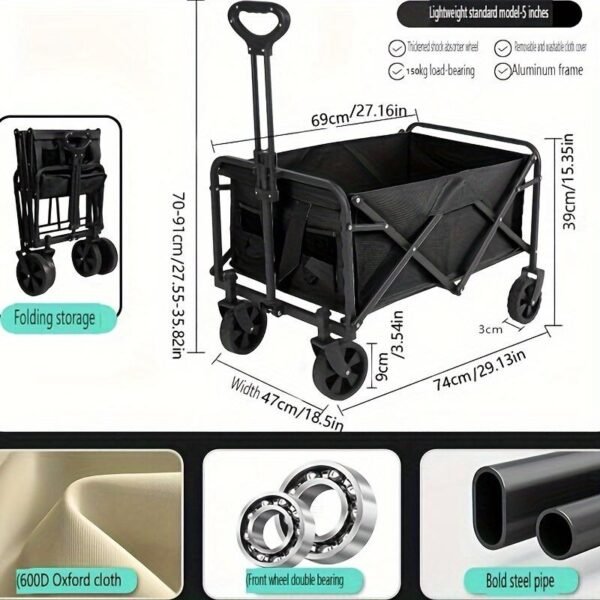 Heavy-duty Folding Multi-functional Camping Trolley - Multi-functional Camping And Beach Trolley - Durable Folding Design, Suitable For Outdoor Adventures, Garden Picnics - Image 3