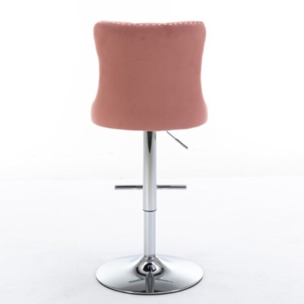 Swivel Velvet Barstools Adjusatble Seat Height From 25-33 Inch Pink,Set Of 2 - Image 5