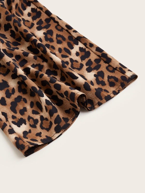 Women's Plus Size Leopard Print Wide Leg Pants - Elastic Waist, Loose Fit Casual Straight Leg Trousers For Spring Summer Fall, Lightweight Polyester Blend, Perfect For Beach Or Outdoor Outings - Image 3