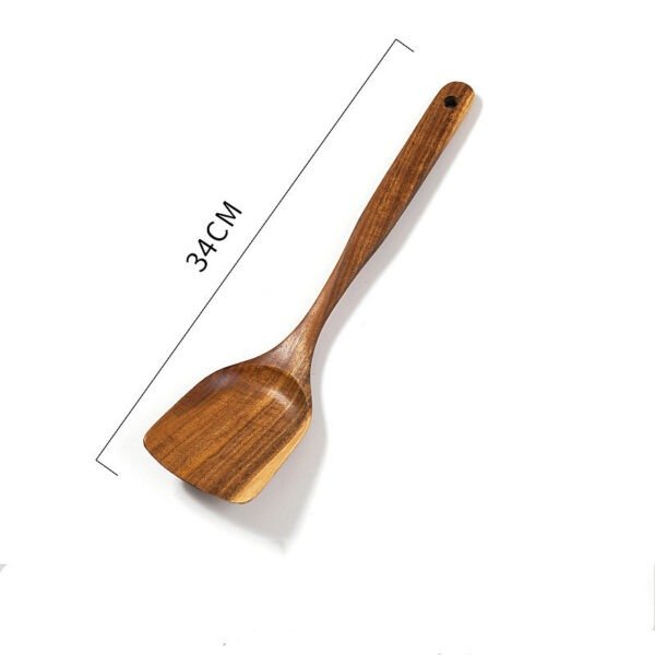 Teak Unlacquered Solid Wood Spatula Non-Stick Wok Stir-Fry Spatula - Image 7