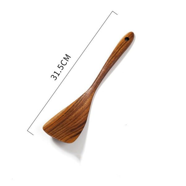 Teak Unlacquered Solid Wood Spatula Non-Stick Wok Stir-Fry Spatula - Image 3