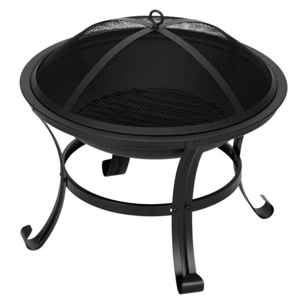 22in Wrought Iron Round Bent Leg Black Firewood Brazier - Image 6