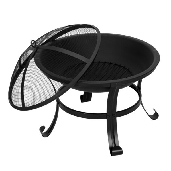 22in Wrought Iron Round Bent Leg Black Firewood Brazier - Image 10