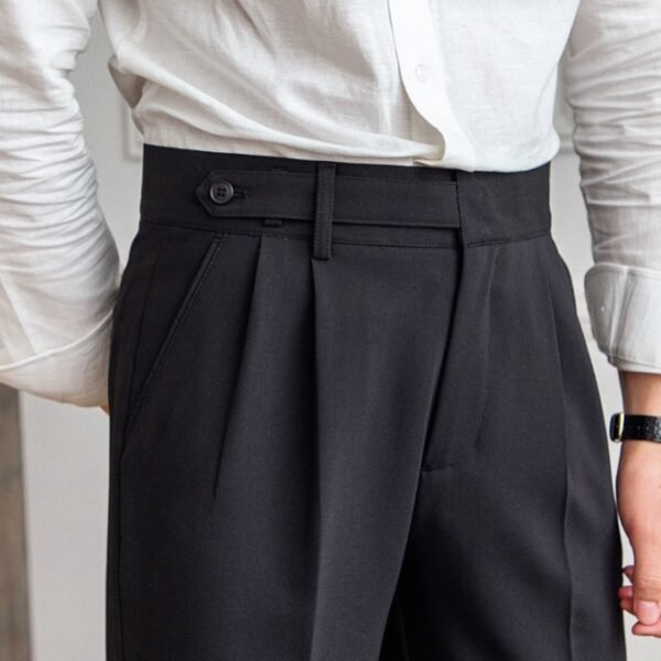 Casual Men's Paris Buckle Straight Business Small Naples Non-ironing All-match Suit Pants - Image 2