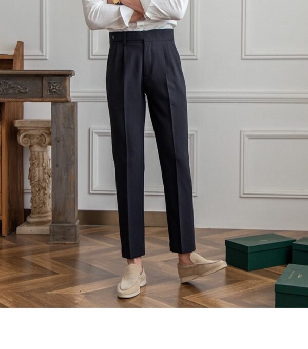 Casual Men's Paris Buckle Straight Business Small Naples Non-ironing All-match Suit Pants - Image 9