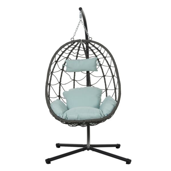 Egg Chair With Stand Indoor Outdoor Swing Chair Patio Wicker Hanging Egg Chair Hanging Basket Chair - Image 7