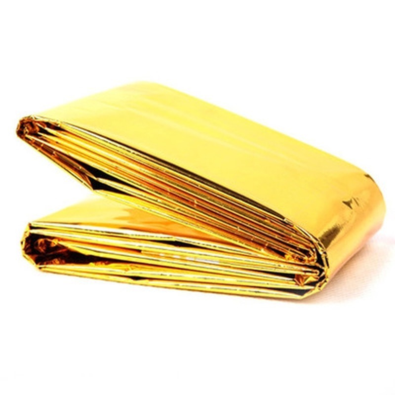 Human Body Hypothermia Lifesaving Emergency Blanket In Outdoor Field - Image 9