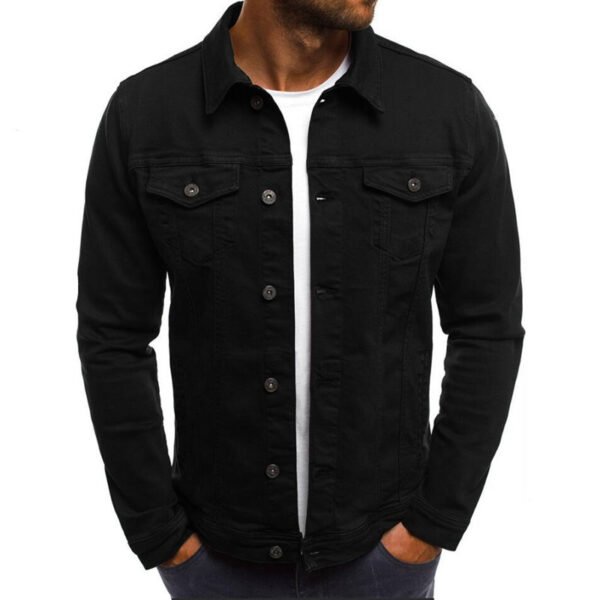 Casual Men Jacket Denim Button Shirt - Image 2