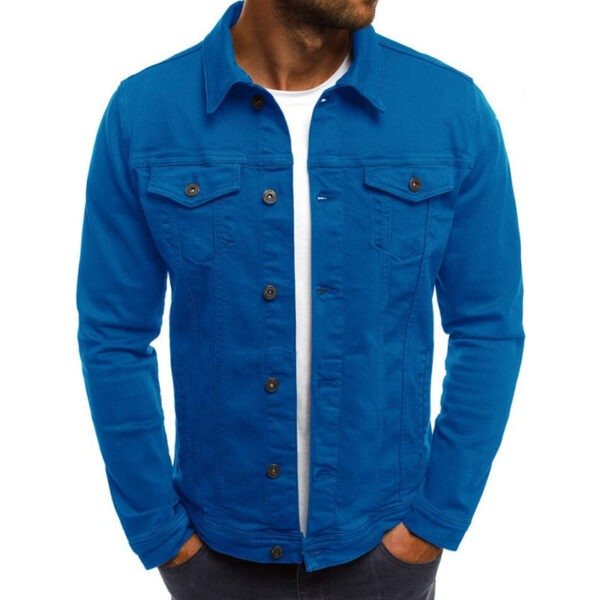 Casual Men Jacket Denim Button Shirt - Image 5