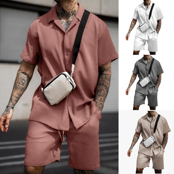 Men's Casual And Comfortable Polo Short-sleeved Shorts Suit - Image 5