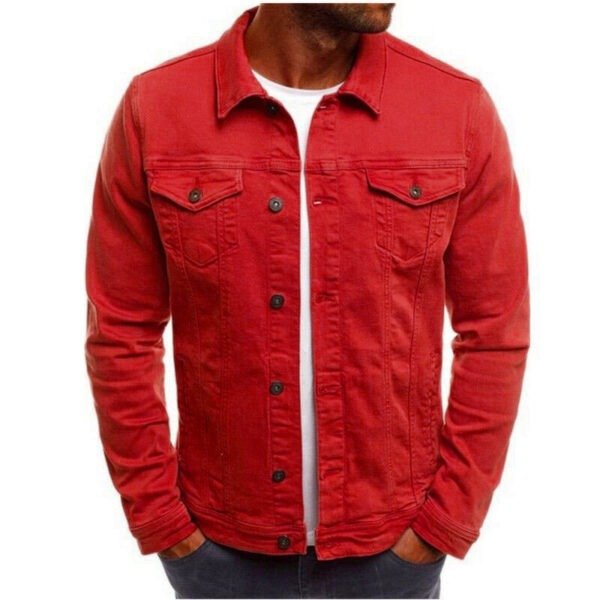 Casual Men Jacket Denim Button Shirt - Image 4
