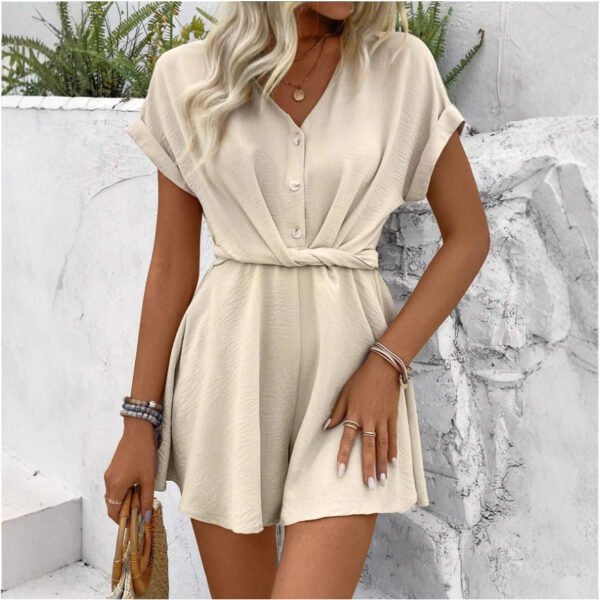 Women's Batwing Sleeve Kinked One-piece Shorts - Image 7