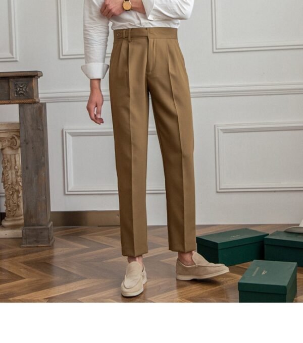Casual Men's Paris Buckle Straight Business Small Naples Non-ironing All-match Suit Pants - Image 3