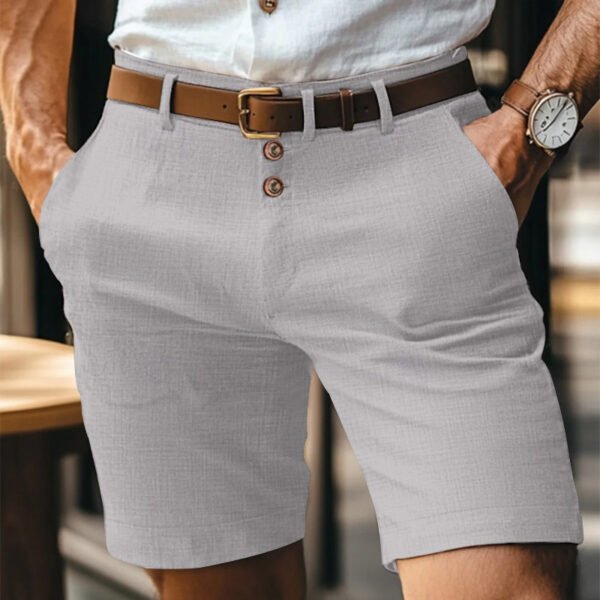 Men's Linen Summer Solid Color Buttons Casual Daily - Image 6