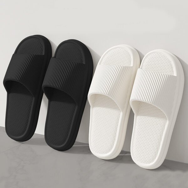 Striped Design Home Slippers For Women Men Soft Anti-slip Floor Bathroom Slippers Solid House Shoes - Image 2