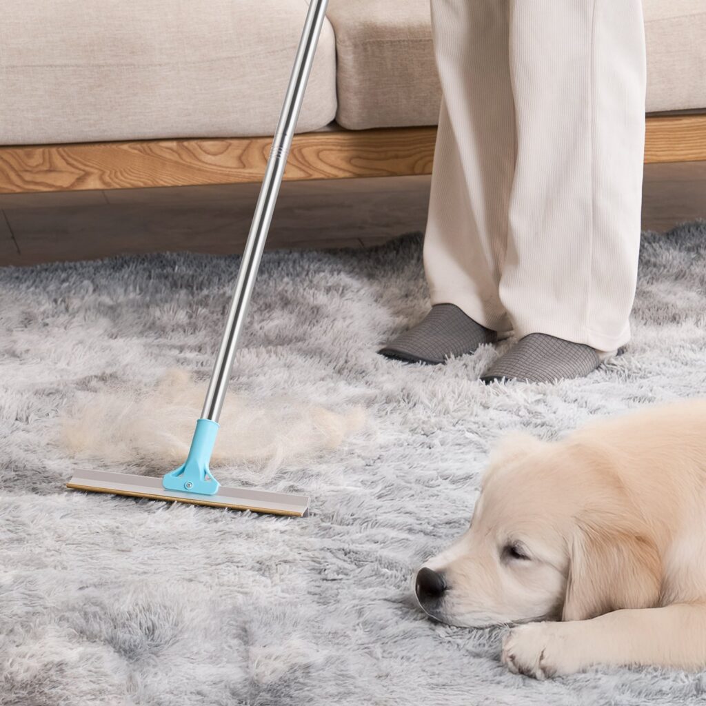Pet Hair Carpet Rake 35.83-55.51 In Adjustable Long Handle Pet Hair Broom Tool