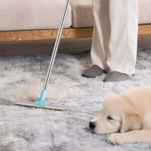 Pet Hair Carpet Rake 35.83-55.51 In Adjustable Long Handle Pet Hair Broom Tool