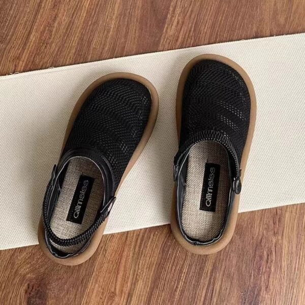 Soft Bottom Closed Toe Breathable Mesh Slip-on Hole Shoes - Image 5