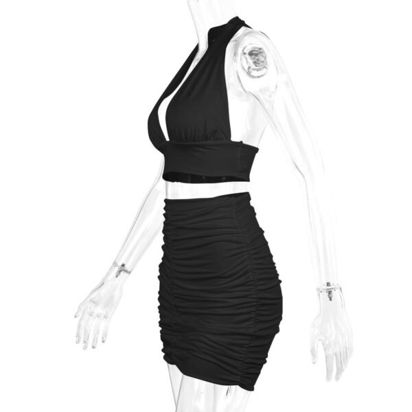 Dress Suits For Women Halter Lace-up Hip Top And Pleated Hip-covering Skirt - Image 5
