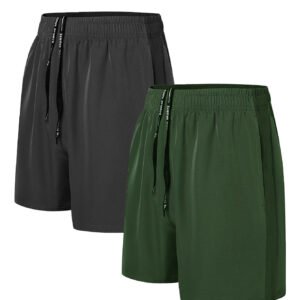 Men's Sweatpants - 3 Points Quick-dry 2 Pairs Of Black Army Green