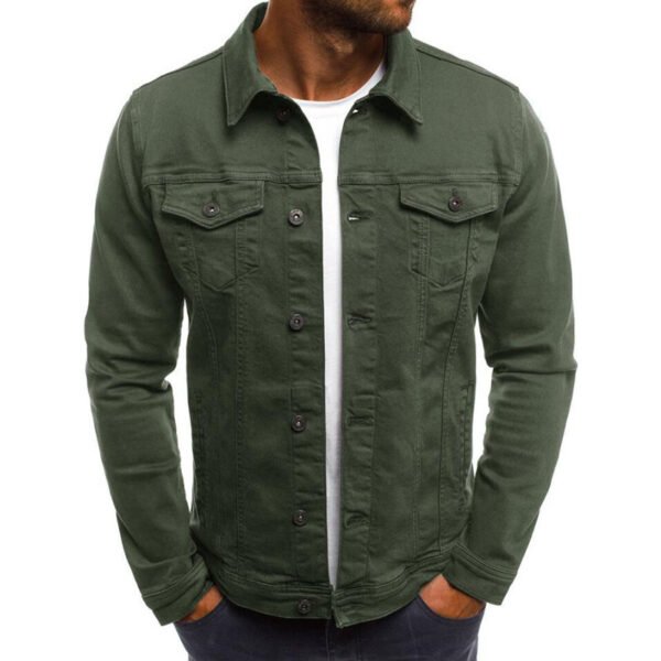 Casual Men Jacket Denim Button Shirt - Image 6