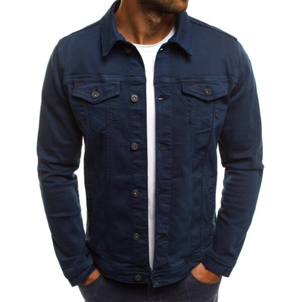 Casual Men Jacket Denim Button Shirt - Image 3