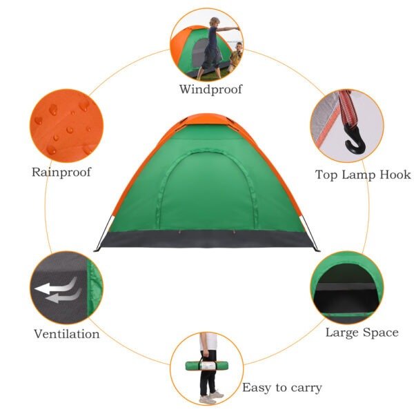 Double Layered Orange Green Tent - Image 2