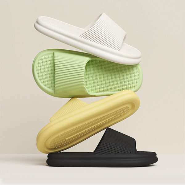 Striped Design Home Slippers For Women Men Soft Anti-slip Floor Bathroom Slippers Solid House Shoes - Image 5