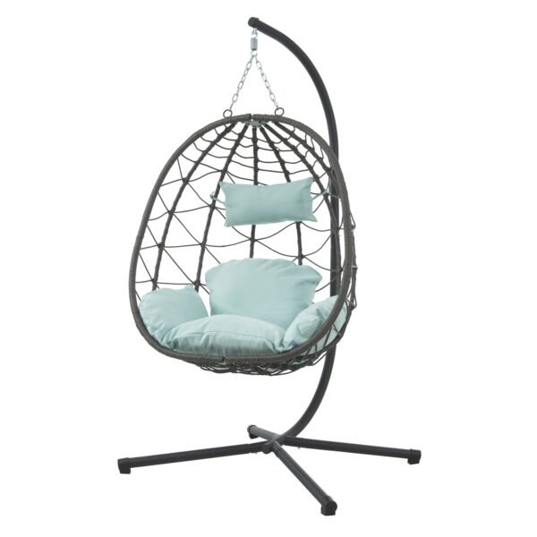 Egg Chair With Stand Indoor Outdoor Swing Chair Patio Wicker Hanging Egg Chair Hanging Basket Chair - Image 3