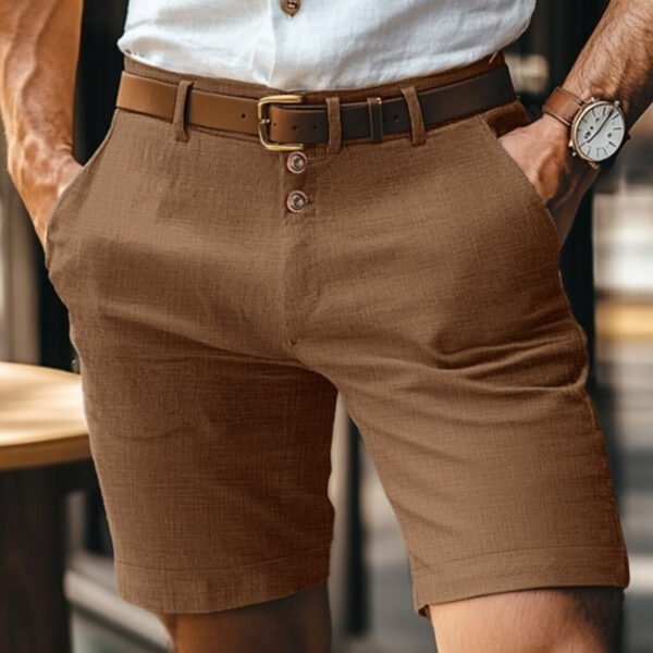 Men's Linen Summer Solid Color Buttons Casual Daily - Image 9