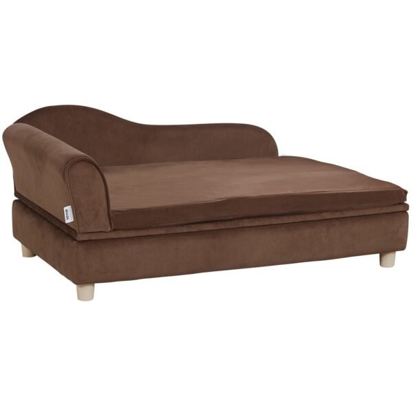 VEVOR Pet Sofa, Dog Couch For Large-Sized Dogs And Cats, Soft Velvety Dog Sofa Bed, 110 Lbs Loading Cat Sofa, Dark Brown - Image 5