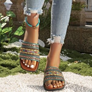 Breathable Bohemian Style Slip-on Peep-toe Slippers
