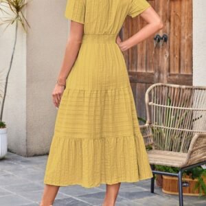 Gen Beauty Tiered Notched Short Sleeve Dress