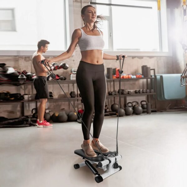 Exercise Stepper For Women Mini Fitness Stepper With 2 Resistance Bands LCD Monitor Max 330.7LBS Load Stair Stepper Quiet Stepper