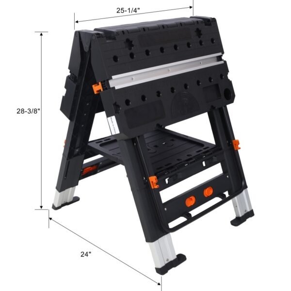 Portable Folding Workbench, Sawhorse And Workbench In One, Heavy-duty, With 2 Clamps - Image 10