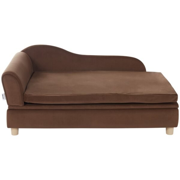 VEVOR Pet Sofa, Dog Couch For Large-Sized Dogs And Cats, Soft Velvety Dog Sofa Bed, 110 Lbs Loading Cat Sofa, Dark Brown - Image 6