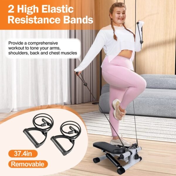 Exercise Stepper For Women Mini Fitness Stepper With 2 Resistance Bands LCD Monitor Max 330.7LBS Load Stair Stepper Quiet Stepper - Image 2