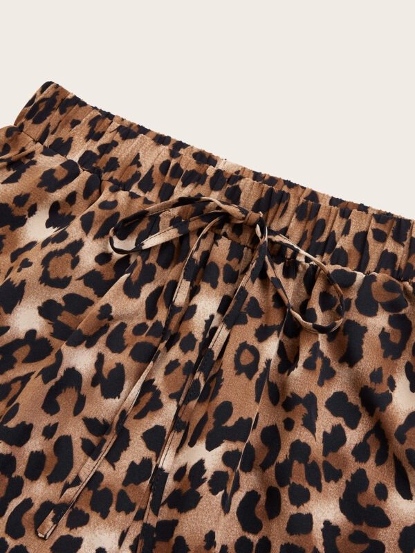Women's Plus Size Leopard Print Wide Leg Pants - Elastic Waist, Loose Fit Casual Straight Leg Trousers For Spring Summer Fall, Lightweight Polyester Blend, Perfect For Beach Or Outdoor Outings - Image 5