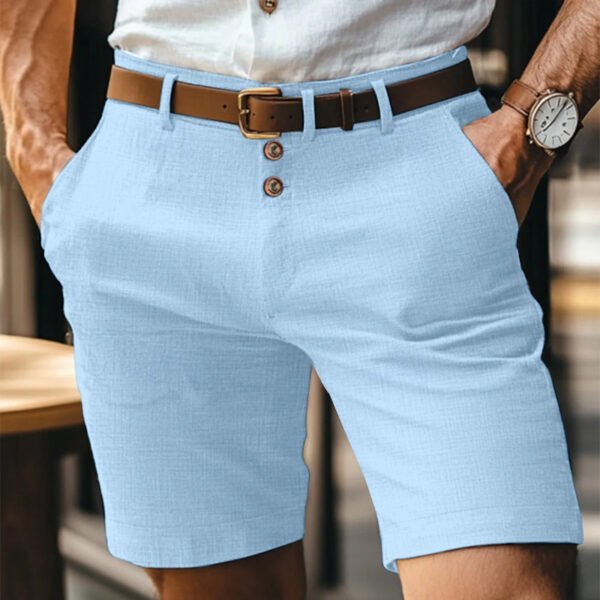 Men's Linen Summer Solid Color Buttons Casual Daily - Image 2