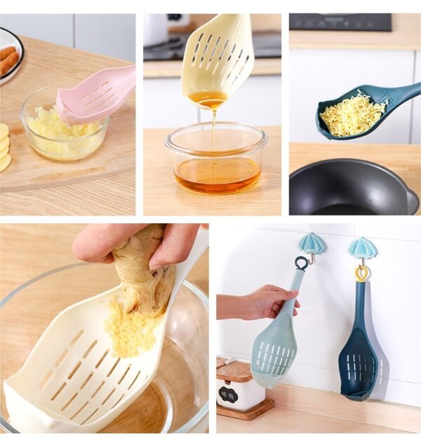 1pc Colander Spoon - Scoop Colander, Plastic Large Soup Strainer Spoon, Strainer Slotted Spoon Kitchen Utensil With Long Handle - Kitchen Supplies, Cookware, Cooking Tools, Kitchen Gadgets, Food Strai - Image 2