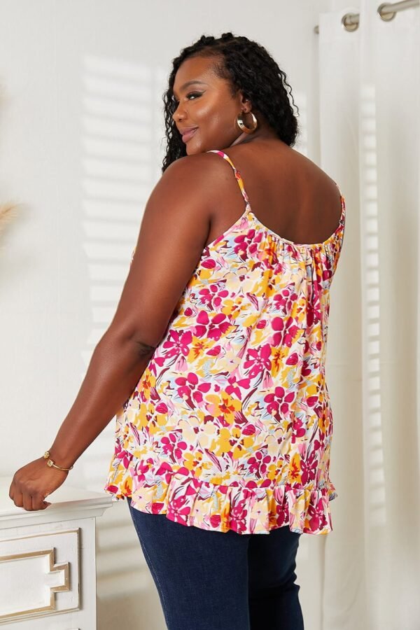 Double Take Floral Scoop Neck Ruffle Hem Cami - Image 4
