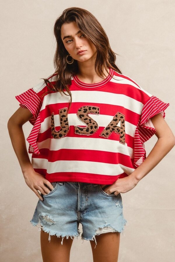 eye-catching red and white horizontal stripes - Image 4