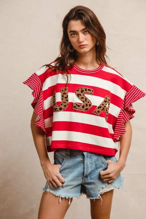 eye-catching red and white horizontal stripes - Image 2